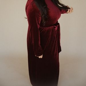 Velvet Long Sleeve Maxi Dress
